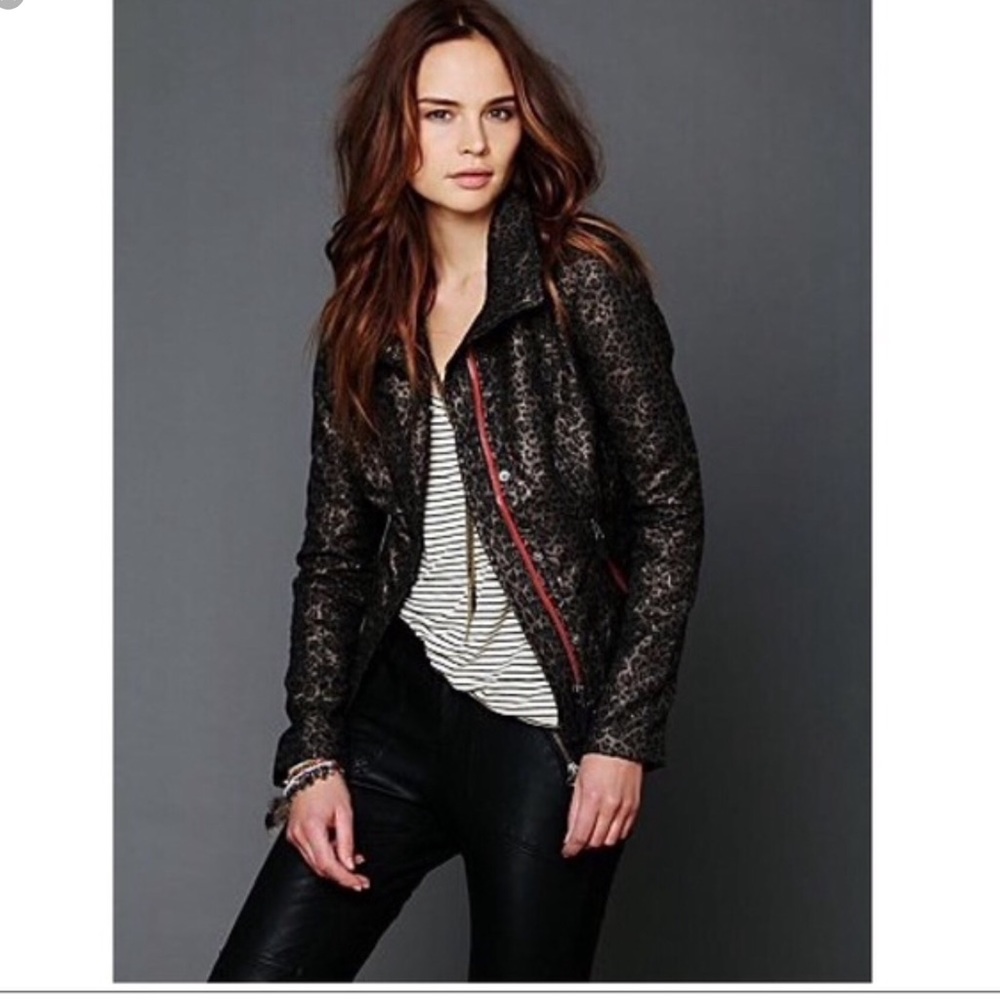COPY - Free People Leopard Moto POP Jacket sz 8 r…